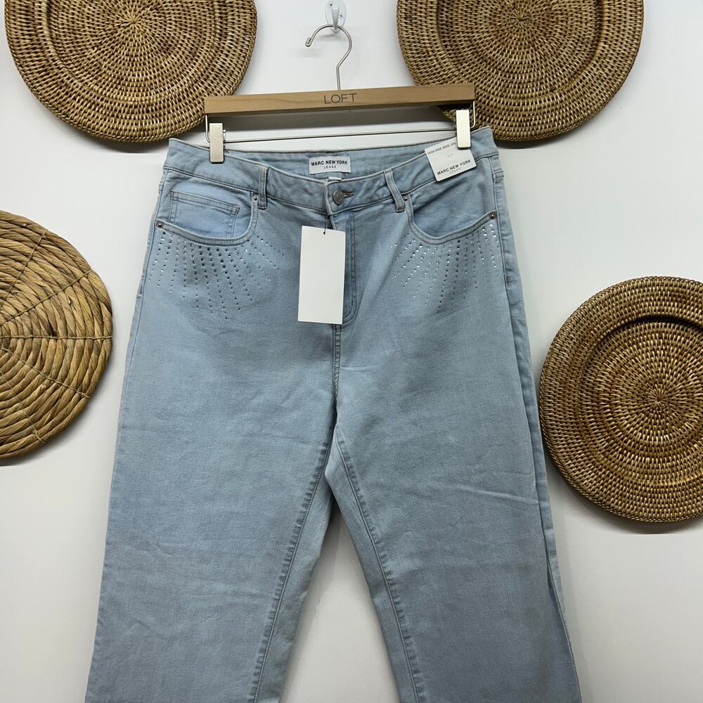 NEW Marc New York High Rise Wide Leg Jeans Plus Size 16 Rhinestone High Waist - Picture 3 of 7